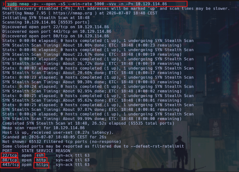 Escaneo Nmap — puertos abiertos